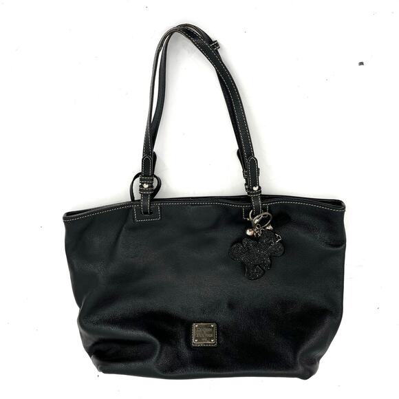 Dooney & Bourke Handbags - Dooney & Bourke Vintage Black Leather Shoulder Bag Red‎ Lining Double Handle